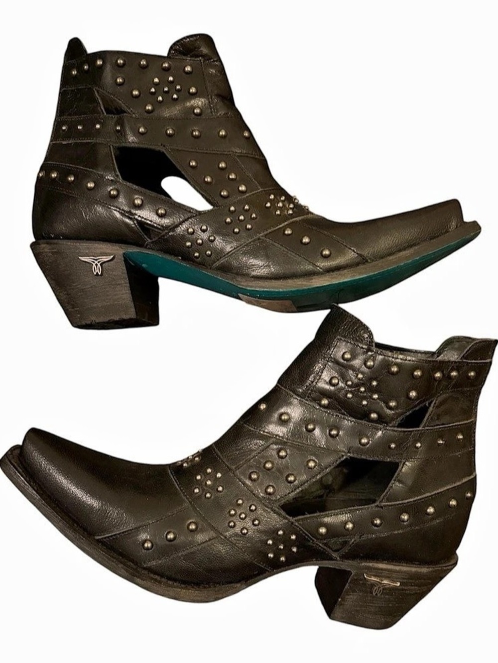 Lane Boots Cossette Bootie Studded Pointed-Toe Ankle Boots in Black